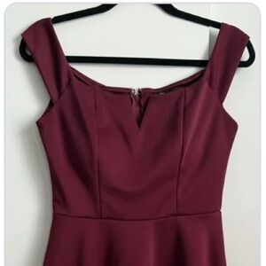 Trixxi Maroon Off-Shoulder Homecoming Dress